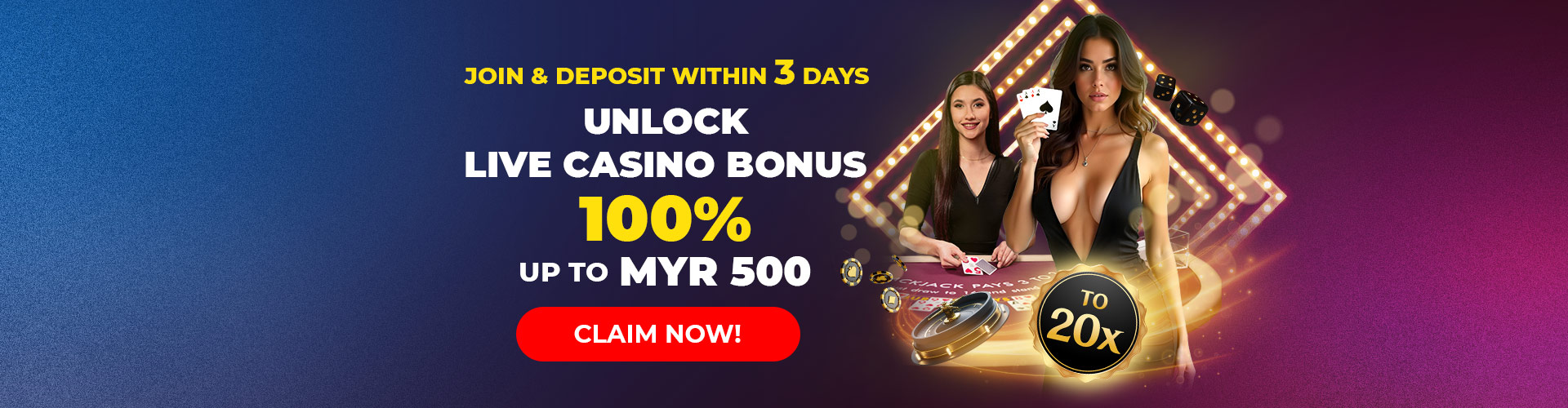 100% LIVE CASINO SPECIAL BONUS