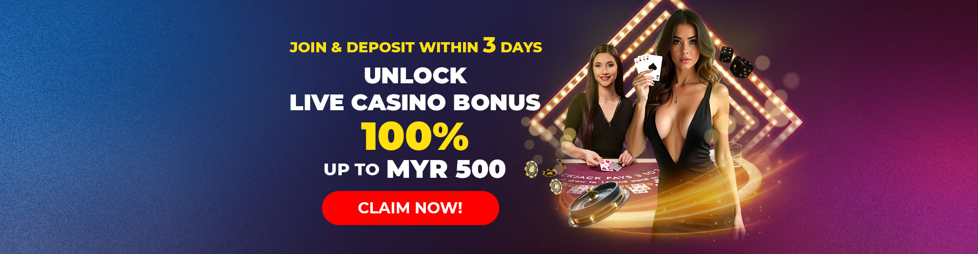 100% LIVE CASINO SPECIAL BONUS